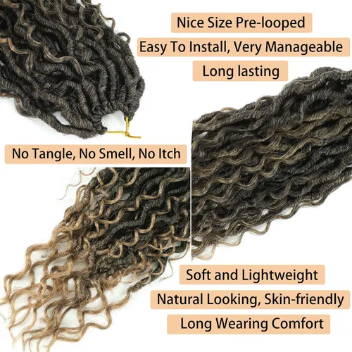 Miniatura 5 de Goddess Locs - Cabello de ganchillo de 12 pulgadas, 7 paquetes de rastas cortas de pelo sintético de ganchillo suave, trenzas de ganchillo