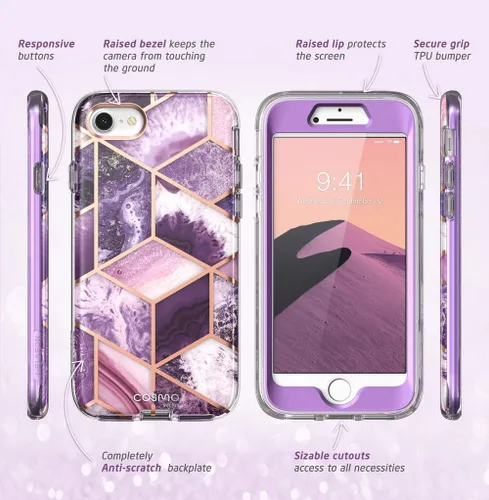 Miniatura 6 de i-Blason Cosmo Series - Funda diseñada para iPhone SE 2020/iPhone 7/iPhone 8, [protector de pantalla integrado] elegante funda protectora