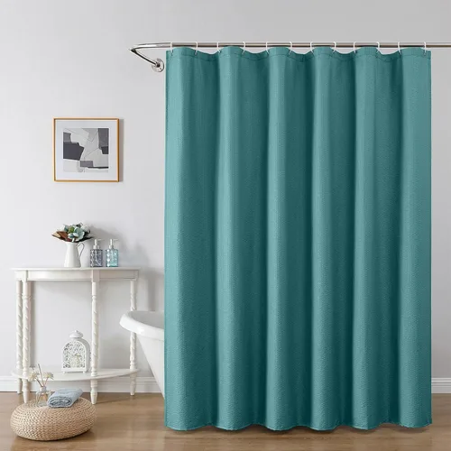 Miniatura 43 de OWENIE Cortina de ducha blanca para baño, 96 pulgadas, extra larga, elegante cortina de ducha de tela texturizada en relieve 3D, repelente al agua