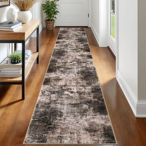 Miniatura 310 de IOHOUZE Alfombra pequeña abstracta de 2 x 3 pies, alfombra de entrada lavable para entrada interior, alfombras con respaldo de goma, alfombra gris