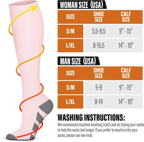 Miniatura 7 de FEYHAY Calcetines de compresión de cobre (5 pares) de 15-20 mmHg, la circulación es la mejor atlética y diaria para hombres y mujeres, correr