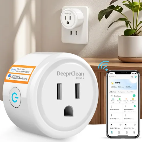 DeeprClean Mini enchufes inteligentes que funcionan con Alexa, enchufe Wifi compatible con Google Assistant, toma controlada por aplicación con