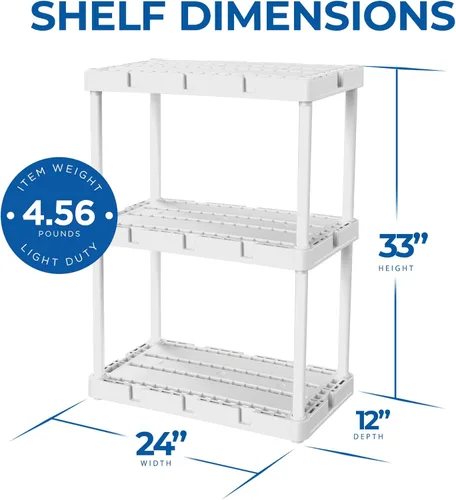 Miniatura 3 de Gracious Living Knect-A-Shelf - Paquete de 3 estantes de almacenamiento ligeros, organizador ventilado de 3 estantes para el hogar, garaje, sótano