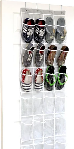 Miniatura 17 de Simple Houseware - Organizador de zapatos colgante con 24 bolsillos grandes y transparentes para colgar en la puerta, color negro