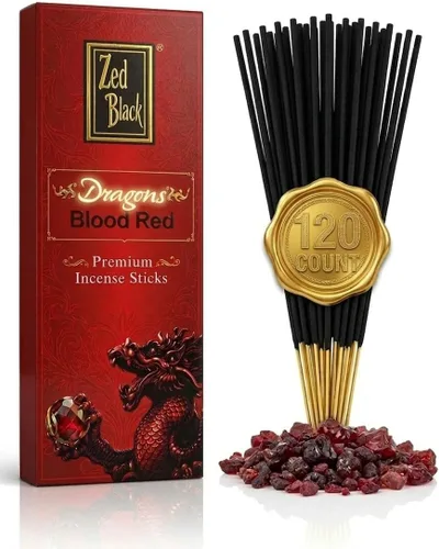 Dragons Blood - Varitas de incienso de 120 unidades | Incienso de resina natural enrollada a mano Sangre de Drago para protección | Limpieza