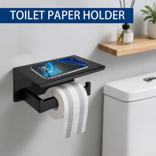 Miniatura 4 de Juego de 5 piezas de accesorios de ferretería para baño en negro mate, juego de toalleros cuadrados de 16 pulgadas para baño, juego de barras