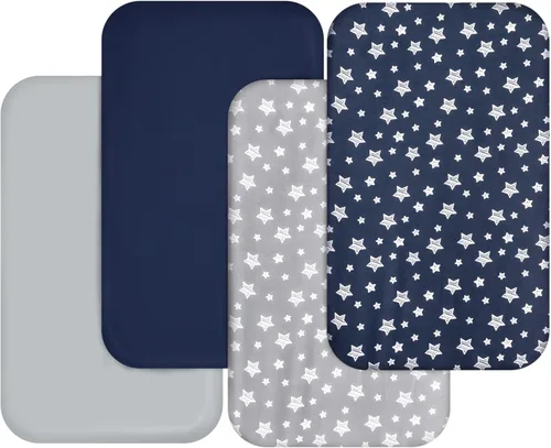 Miniatura 8 de Sábanas de moisés para niñas, paquete de 4 (33 x 20 pulgadas), compatibles con AirClub, Mika Micky, Baby Delight, Dream On Me, Koola Baby, AMKE