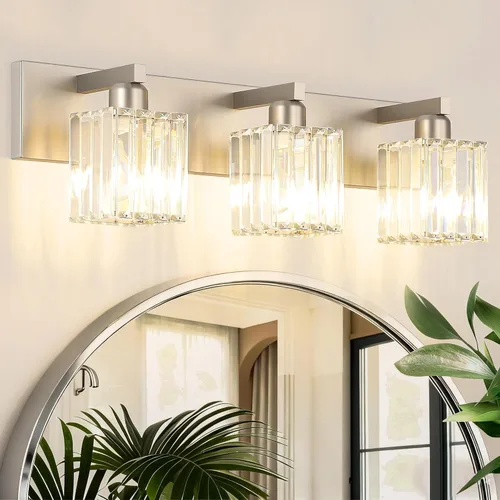 Miniatura 31 de Aipsun Accesorios de Luz Negros para Tocador de Baño Lámpara de Tocador Moderna de Cristal para Baño 4 Luces (Excluye Bombilla)