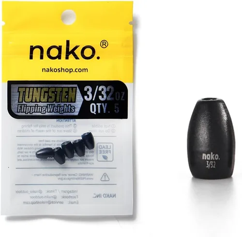 Miniatura 5 de Pesas de Volteo de Tungsteno Puro al 97% - Paquete de 10 - Pesas de Tungsteno Nako - Plomos de Pesca para Pesca de Lubina