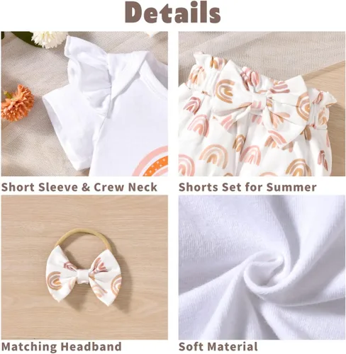 Miniatura 32 de Aalizzwell Conjunto de pantalones cortos para bebé recién nacido para el verano