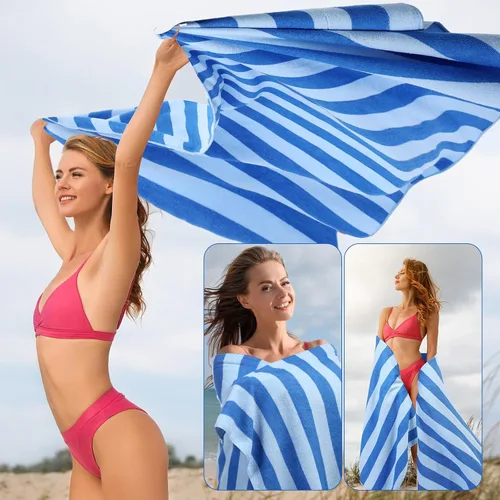 Miniatura 7 de EBOOT Paquete de 10 toallas de playa de gran tamaño, toallas de piscina, toallas de microfibra de secado rápido para adultos, mujeres, hombres, Azul