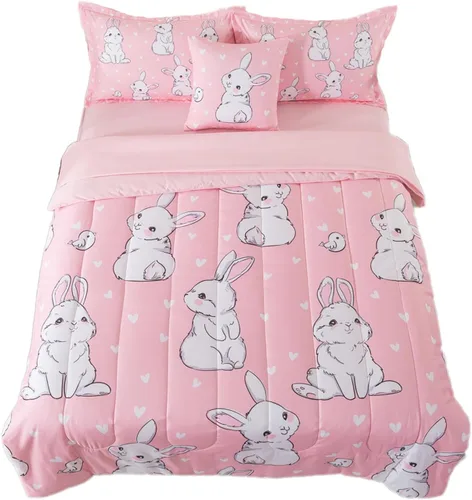 Miniatura 17 de lishjekee Juego de edredón de 6 piezas con diseño de animales de la selva para niños, juego de ropa de cama en una bolsa para niños y niñas
