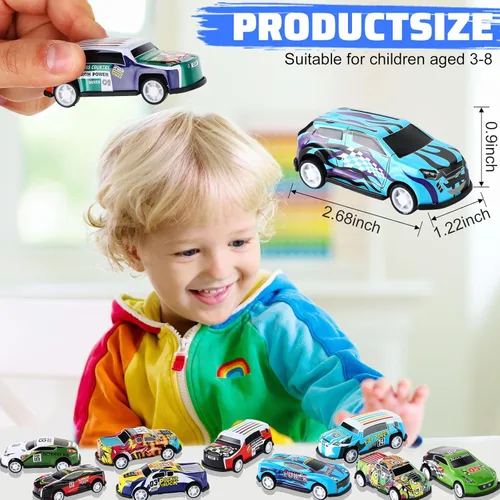 Miniatura 2 de Jenaai 100 unidades de mini autos de juguete para tirar hacia atrás a granel, autos de carreras fundidos a presión, recuerdos de fiesta para niños