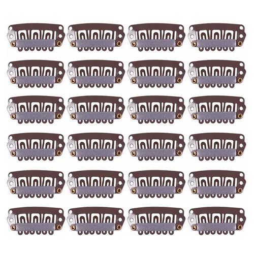 Miniatura 9 de YANTAISIYU 24 unids/lote 1.260 in 9-dientes Metal peluca clips con tapón de goma, peluca invisible accesorios clips (negro)