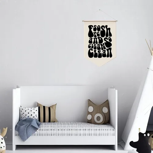 Miniatura 2 de Tan fresco y tan limpio Limpio, colgante para la pared del cuarto de lavandería, bandera de pared artística y divertida, arte moderno, colgante