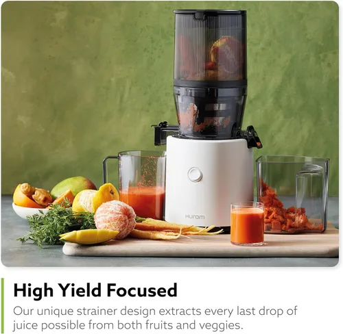 Miniatura 5 de Máquina exprimidora de prensa fría Hurom H320N, exprimidora de masticación lenta fácil de limpiar, coladores gruesos, autoalimentación, sin manos