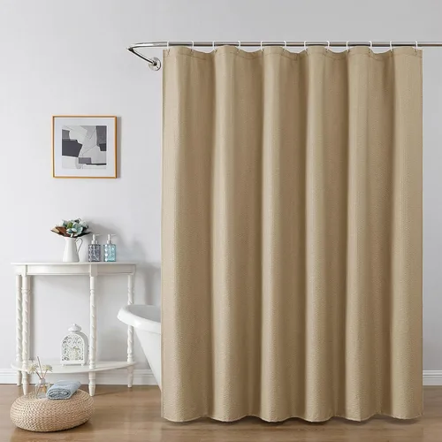 Miniatura 52 de OWENIE Cortina de ducha blanca para baño, 96 pulgadas, extra larga, elegante cortina de ducha de tela texturizada en relieve 3D, repelente al agua