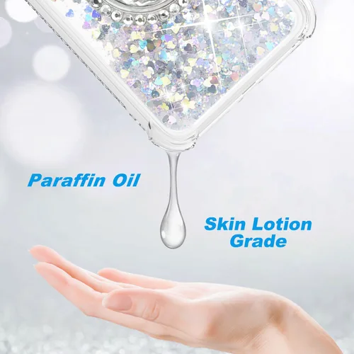 Miniatura 3 de Funda para iPhone 7 Plus/8 Plus, soporte de anillo con purpurina, funda protectora de TPU transparente a prueba de golpes, patrón de purpurina