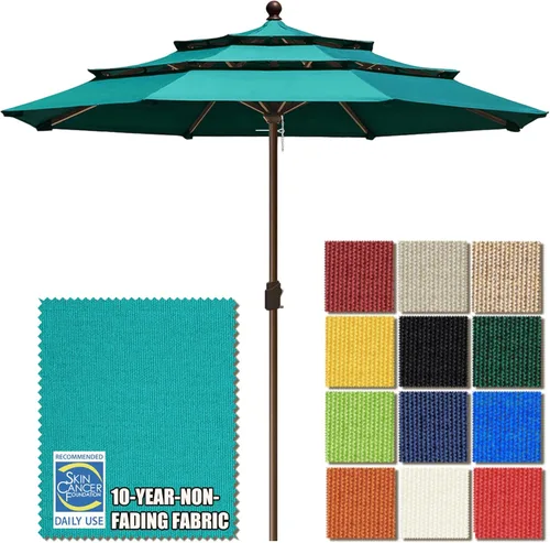 Miniatura 19 de EliteShade USA Sombrilla de Mercado de 10 Años Sin Decoloración de 9 Pies 3 Niveles Sombrilla de Patio Sombrilla de Mesa para Exteriores con Beige