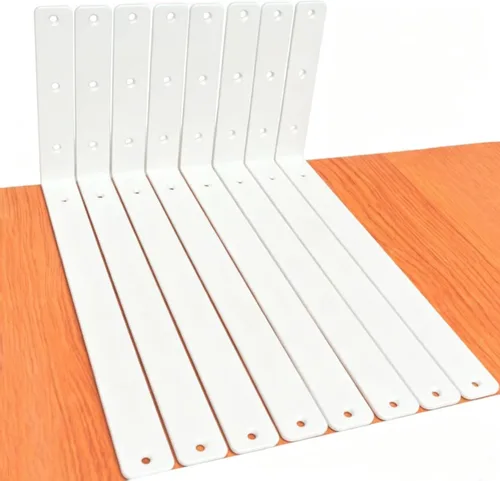 Miniatura 112 de Paquete de 12 soportes de estante en L de 8 pulgadas de largo x 6 pulgadas de alto x 1.5 pulgadas de ancho, 5 mm de grosor, soporte de estante en L