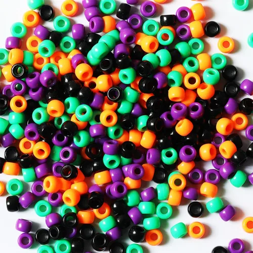 Miniatura 36 de 1000 cuentas de pony negras de 0.236 x 0.32 pulgadas para pulseras, trenzas de pelo y manualidades de bricolaje, solo para uso en manualidades