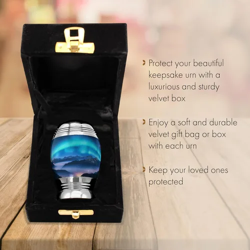 Miniatura 2 de Aurora Borealis Urna de cremación para cenizas para adultos, hombres y mujeres, Urnas de cremación personalizadas para cenizas humanas, urnas