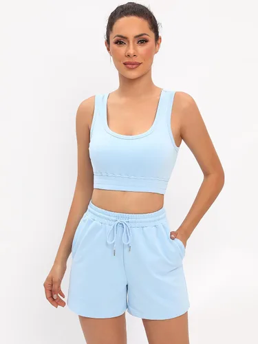 Miniatura 2 de FUPHINE Workout Sets for Women 2 Piece Summer Active Wear Outfits Crop Top Athletic Shorts