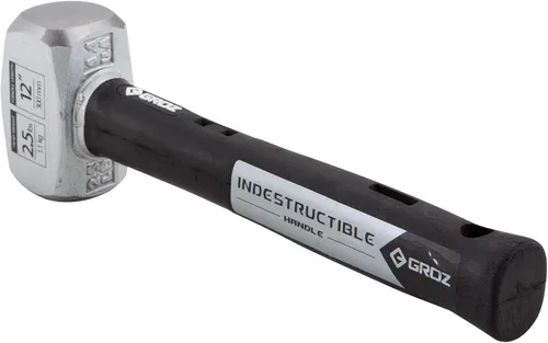 Miniatura 2 de Groz Martillo de palo de cara suave, cabeza de 2.5 libras, mango indestructible de 12 pulgadas, cabeza forjada de 30 HRC, agarre de goma vulcanizada