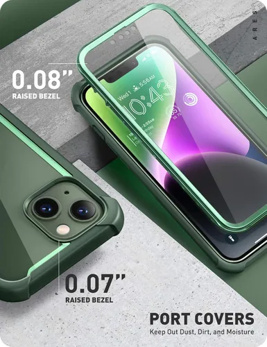 Miniatura 6 de i-Blason Funda para iPhone 14 (2022) / iPhone 13 (2021) de 6.1 pulgadas con protector de pantalla integrado, parte trasera transparente, parachoques