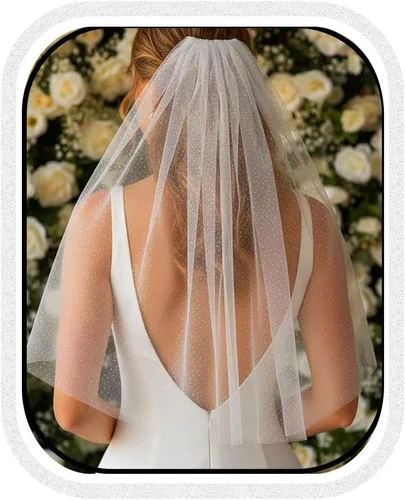 HEREAD 1 capa novia velo cintura codo longitud velos cortos de tul nupcial con peine y borde cortado
