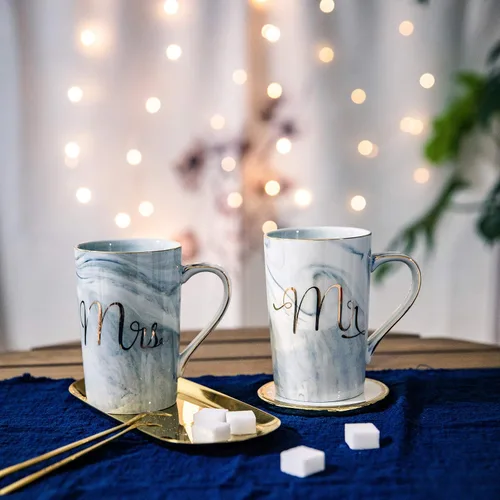 Miniatura 7 de Jumway Tazas de café Mr and Mrs – Regalos de boda – Juego de tazas Mr and Mrs – para novia y novio – Regalos para despedida de soltera, compromiso