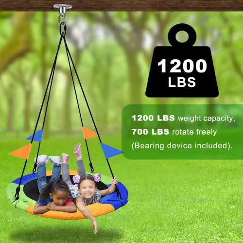 Miniatura 3 de SELEWARE Silent Ball Bearing Swing Hangers, resistente 360° giratorio giratorio gancho para patio de juegos de madera, hamaca de yoga, silla, bolsa