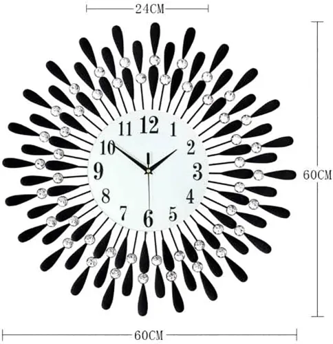 Miniatura 7 de Reloj de pared con diamantes de cristal, reloj de pared moderno, reloj de pared de flores, reloj de metal silencioso, decoración de arte de 23.6 in