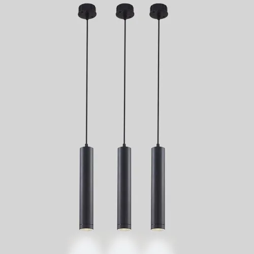 Paquete de 3 luces colgantes de tubo largo de 5 W, nórdico, minimalista, negro, iluminación colgante de techo industrial de aluminio lineal, 3000k