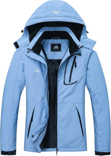 Miniatura 12 de Chaqueta de esquí impermeable para mujer, resistente al viento, cortavientos, abrigo de nieve cálido con capucha