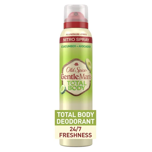 Old Spice Desodorante en aerosol para todo el cuerpo para hombres, sin aluminio, aroma a pepino + aguacate, protección contra olores 24/7, frescura