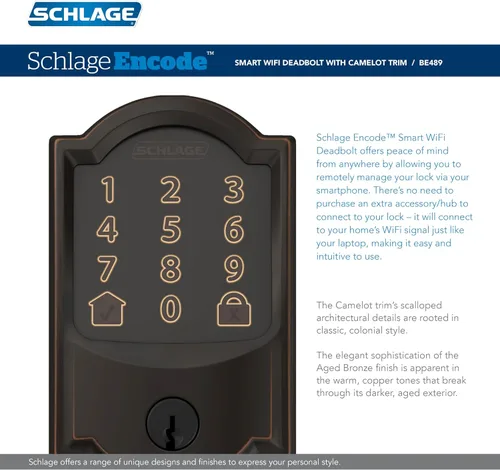 Miniatura 2 de Cerradura de seguridad táctil Schlage Camelot, BE375 CAM 716