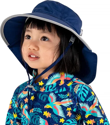 Miniatura 4 de JAN & JUL Sombrero de sol de aventura de algodón ajustable para niños 50+ UPF