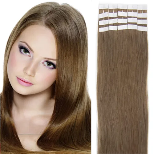 Miniatura 17 de Extensiones de cabello humano Remy con cinta adhesiva sin costuras (16 pulgadas, 10 unidades, rubio ceniza)