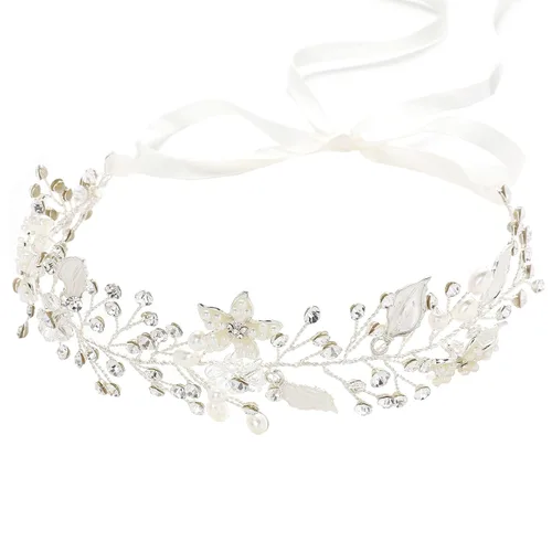 Coucoland - Diadema de niña de hadas para primera comunión; tiara de corona de cristal, accesorio para el cabello de bebé, diadema para novias,