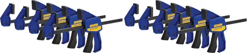 Miniatura 18 de IRWIN QUICK-GRIP Abrazadera de barra, con una mano, mini, 6 pulgadas (2), 12 pulgadas (2), paquete de 4 (1964748) azul, amarillo