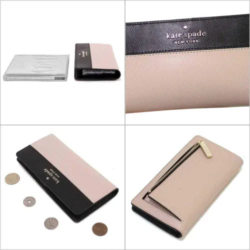 Miniatura 2 de Kate Spade New York Staci Colorblock Large Slim Bifold Wallet, Bloque de color beige cálido, Moderno