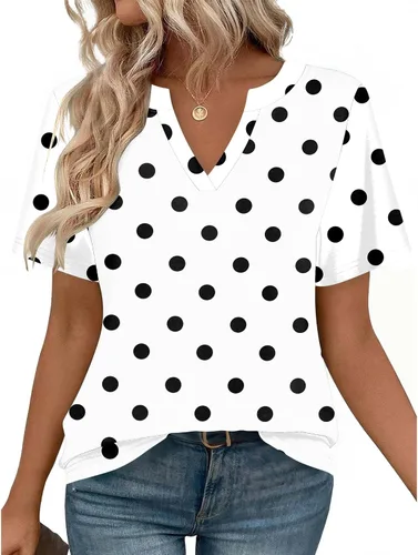 Miniatura 25 de Zeagoo Camisetas de manga corta con cuello en V para mujer, bonitas, elegantes, casuales, para negocios, trabajo, blusa
