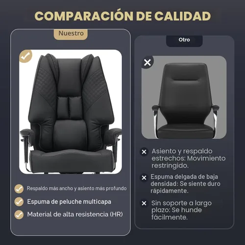 Miniatura 6 de EXCEBET Silla de oficina grande y alta de 400 libras con asiento ancho, silla ejecutiva de oficina de cuero con respaldo alto y reposapiés, sillas