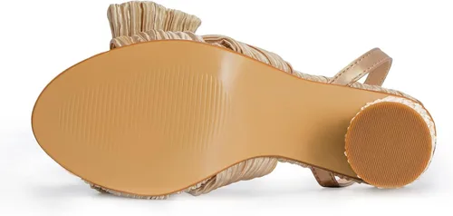 Miniatura 6 de Athlefit Sandalias de tacón grueso con punta abierta para mujer con lazo y correa al tobillo para boda