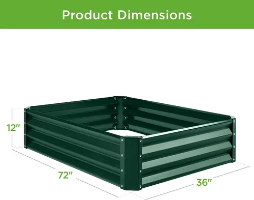 Miniatura 7 de Best Choice Products Caja de jardinera elevada de metal para exteriores de 6x3x1 pies para vegetales, flores, hierbas y suculentas - Verde oscuro