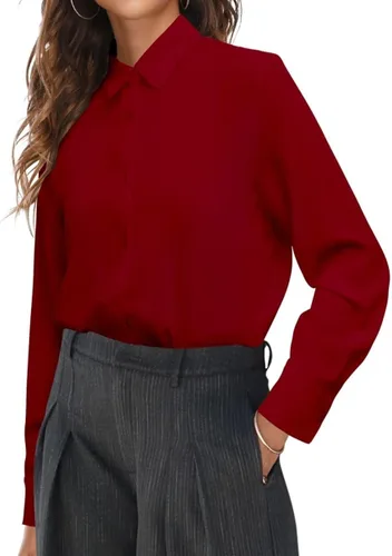Miniatura 4 de Magritta Camisas de trabajo para mujer, blusas de oficina de manga larga con botones y cuello
