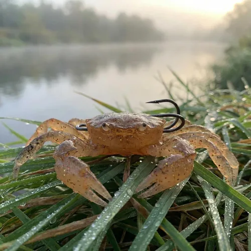 Miniatura 7 de 3 señuelos suaves de cangrejo de simulación 3D con ganchos afilados, ganchos dobles para pesca en el mar, trampas de cebo de cangrejo, herramienta
