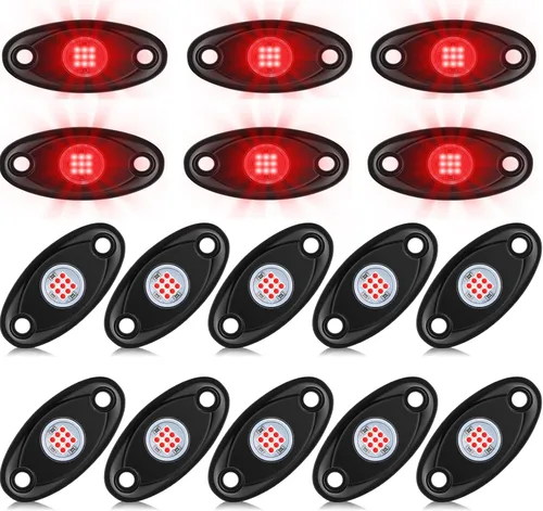 Miniatura 8 de Macarrie 12 Pods Luces LED Rock para Coche SUV Luces Underglow Impermeables Neón Trail Rig Lámpara Iluminación para Camión Motocicleta Barco ATV UTV