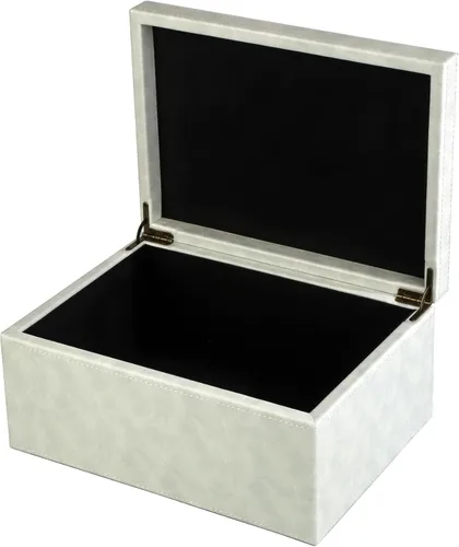 Miniatura 10 de HofferRuffer Caja decorativa de piel sintética, caja de recuerdos de estructura de madera grande, organizador de accesorios, organizador de joyas